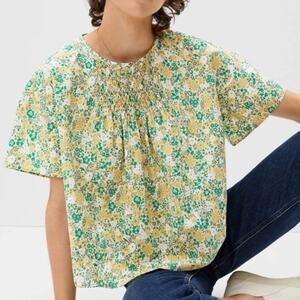 Everlane Green and Yellow Blouse Vibrant Top